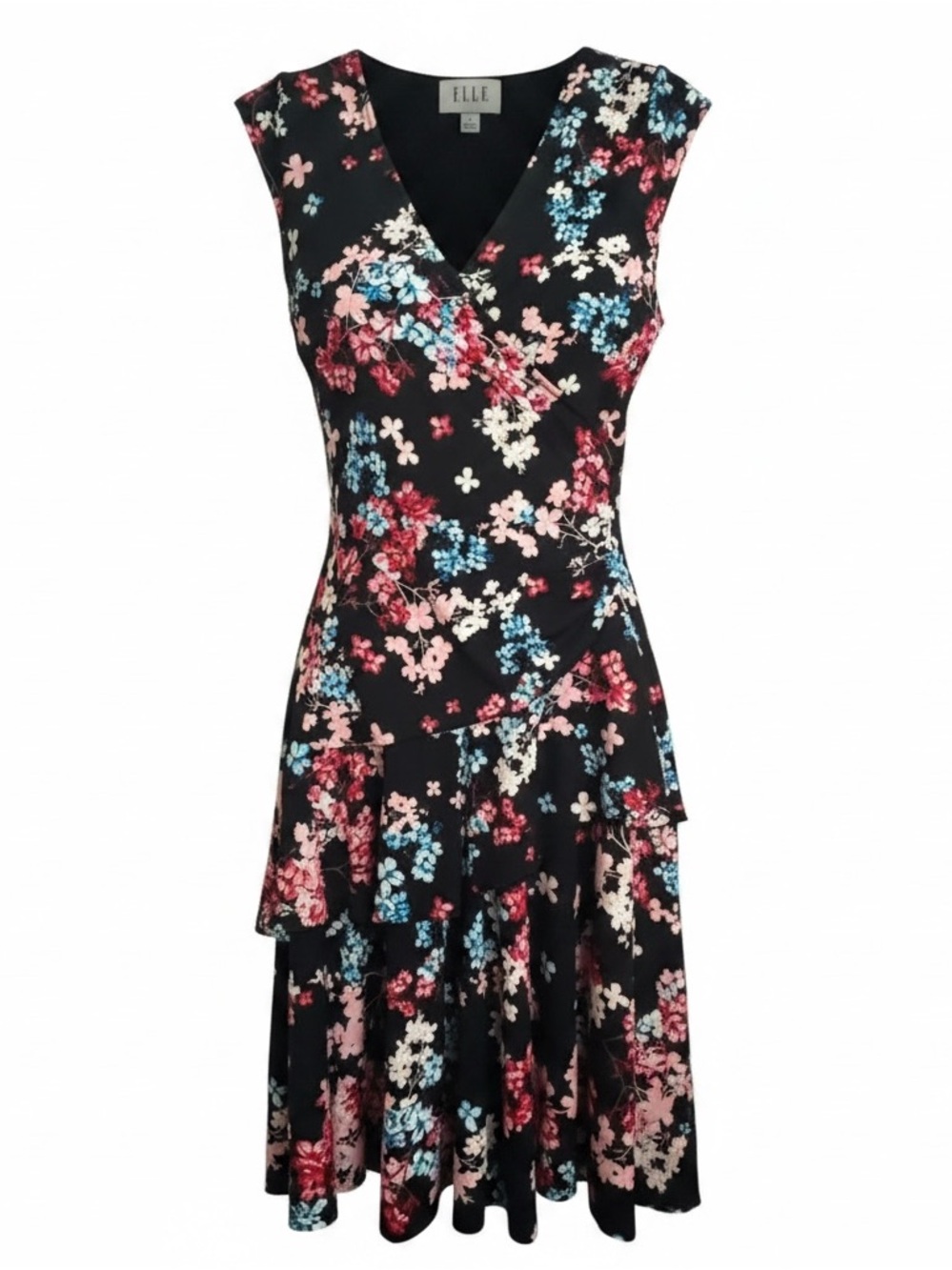 🩷🌺Spring Floral faux wrap dress 🌺🌸🖤🩷